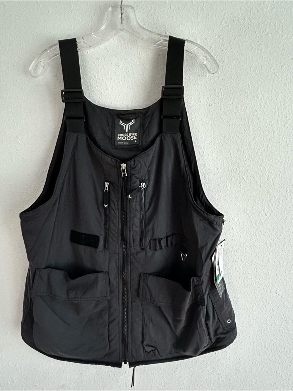 CROSS EYED MOOSE Utility Field Tech Vest Men's Size L Black Fishing Full Zip